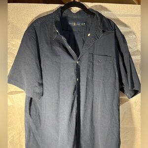 Ralph Lauren Men’s Dark Blue Button Down Short Sleeve Shirt Lightweight Size XL
